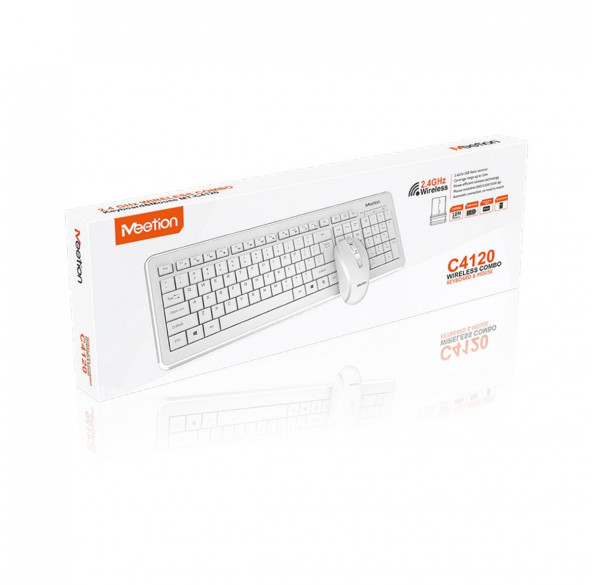 Комплект беспроводной клавиатура + мышь Meetion C4120 Little White (EN+RU+TM) Комплект беспроводной клавиатура + мышь Meetion C4120 Little White (EN+RU+TM)
