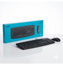 Комплект Rapoo NX1600 (EN+RU+TM), проводной (2в1) клавиатура + мышь