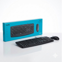 Комплект Rapoo NX1600 (EN+RU+TM), проводной (2в1) клавиатура + мышь