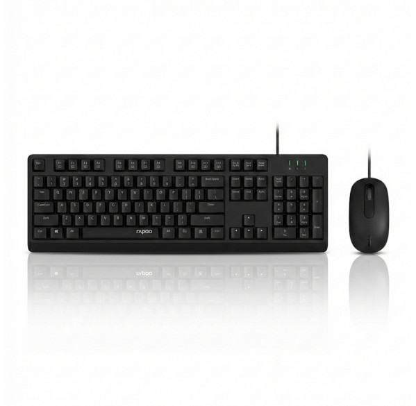 Комплект Rapoo NX1500 (EN+RU+TM), проводной (2в1) клавиатура + мышь