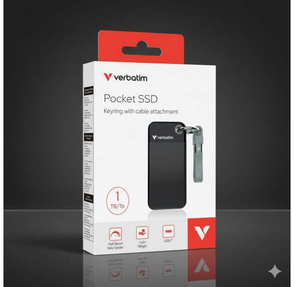 Внешний SSD накопитель 1TB Verbatim Pocket SSD, чёрно-серый