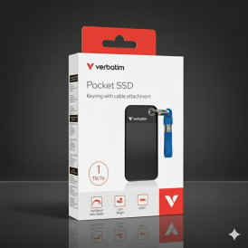 Внешний SSD накопитель 1TB Verbatim Pocket SSD, чёрно-синий