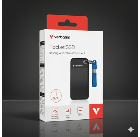 Внешний SSD накопитель 1TB Verbatim Pocket SSD, чёрно-синий