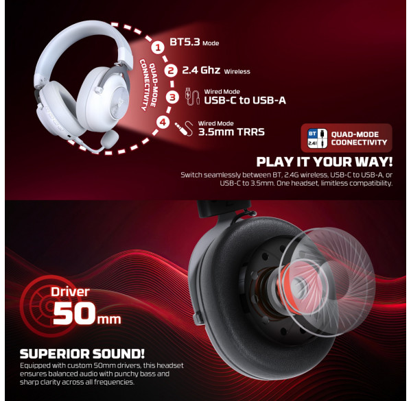 Наушники FANTECH Stellar чёрные, игровые, беспроводные