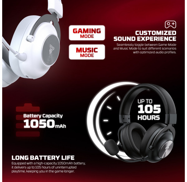 Наушники FANTECH Stellar чёрные, игровые, беспроводные