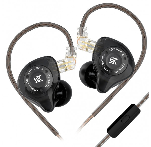 Наушники капли KZ-EDX PRO X с микрофоном, чёрные, игровые