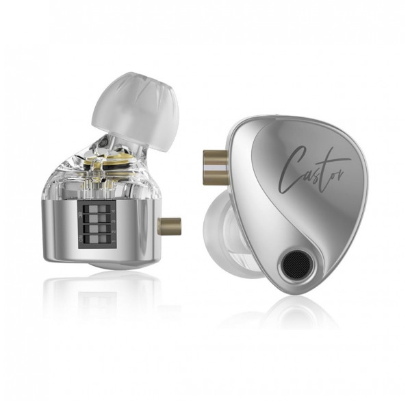 Наушники капли KZ-Castor Pro, с микрофоном, Harman Target, серебристые, игровые 