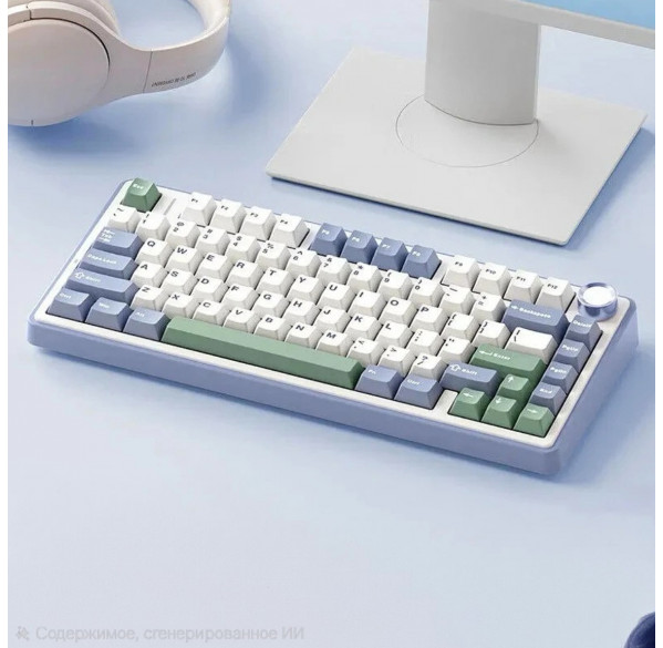 Клавиатура AULA F75 Milk-blue, игровая, механическая, беспроводная