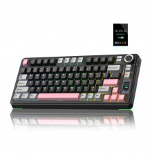 Клавиатура AULA S75 PRO, чёрно-розовая, игровая, механическая, беспроводная