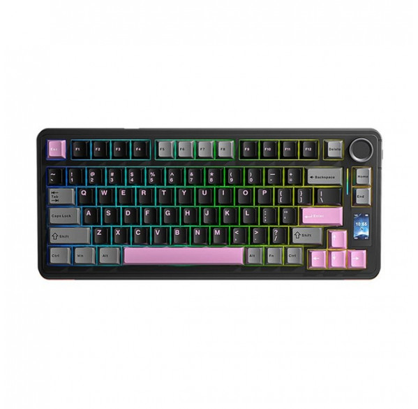 Клавиатура AULA S75 PRO, чёрно-розовая, игровая, механическая, беспроводная