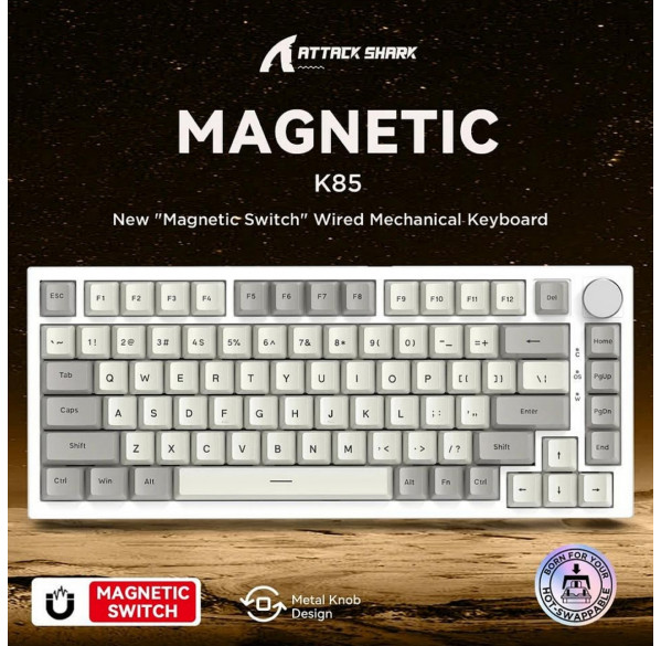 Клавиатура игровая магнитная Attack Shark K85 Magnetic Gray Клавиатура игровая магнитная Attack Shark K85 Magnetic Gray