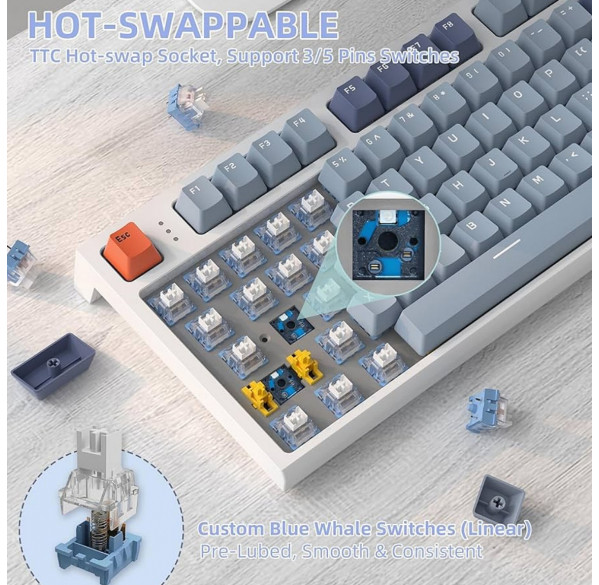 Клавиатура игровая механическая Attack Shark K86 RGB с дисплеем, беспроводная Клавиатура игровая механическая Attack Shark K86 RGB с дисплеем, беспроводная