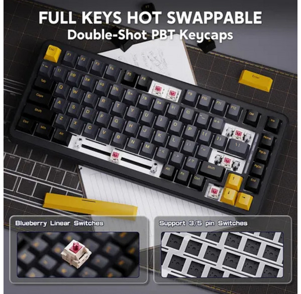 Клавиатура игровая механическая Attack Shark M86 Star Black, беспроводная Клавиатура игровая механическая Attack Shark M86 Star Black, беспроводная