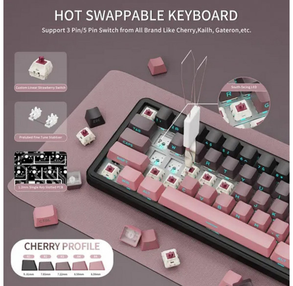 Клавиатура игровая механическая Attack Shark X66 Cherry беспроводная Клавиатура игровая механическая Attack Shark X66 Cherry беспроводная