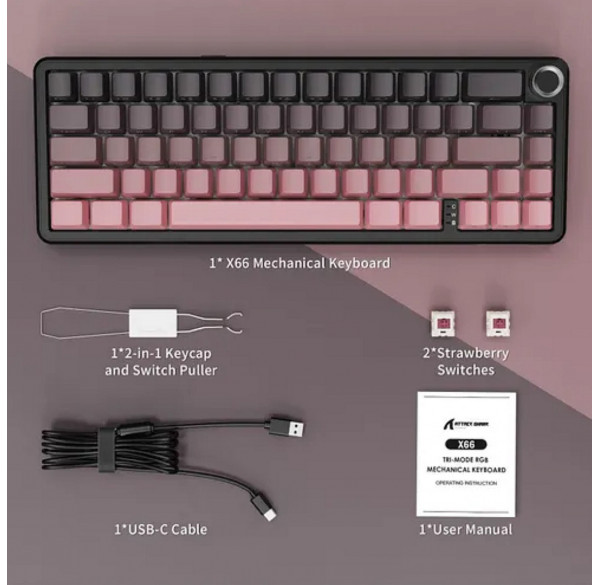 Клавиатура игровая механическая Attack Shark X66 Cherry беспроводная Клавиатура игровая механическая Attack Shark X66 Cherry беспроводная