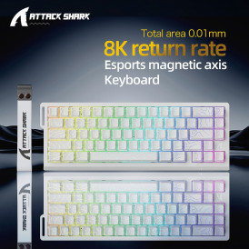 Клавиатура игровая магнитная Attack Shark X68 he Magnetic White Contour Line