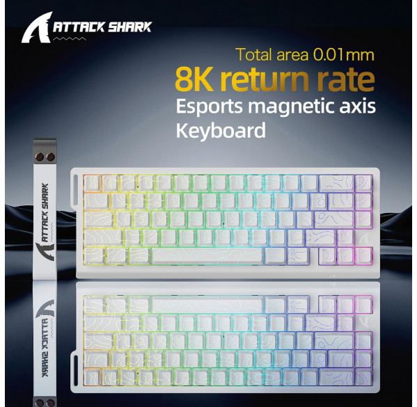Клавиатура игровая магнитная Attack Shark X68 he Magnetic White Contour Line Клавиатура игровая магнитная Attack Shark X68 he Magnetic White Contour Line