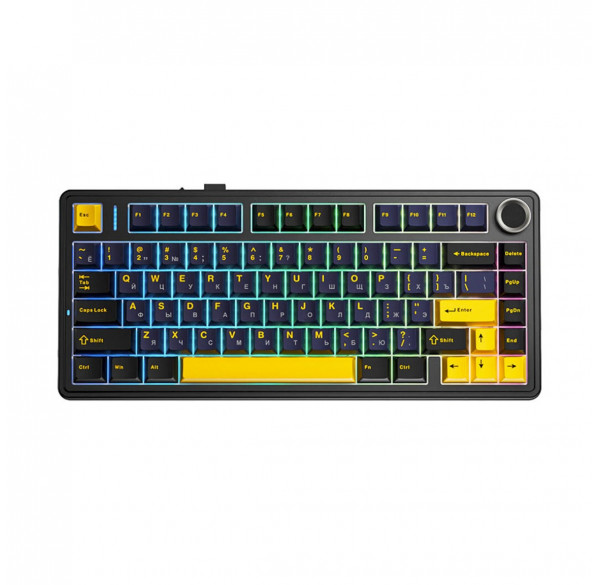 Клавиатура AULA F75, черно-желтая, игровая, механическая, беспроводная