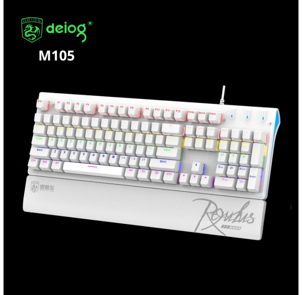 Клавиатура Deiog M105 RGB, белая, игровая, механическая, проводная
