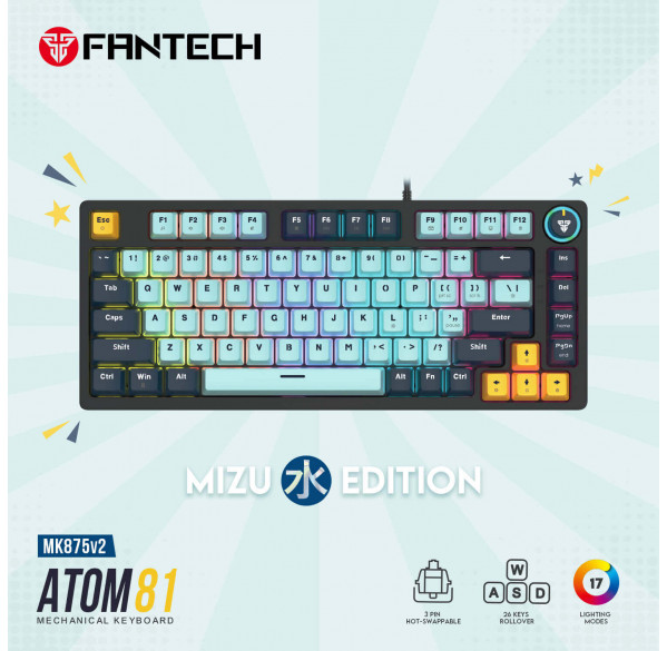 Клавиатура игровая механическая Fantech Atom 81 RGB, проводная Клавиатура игровая механическая Fantech Atom 81 RGB, проводная