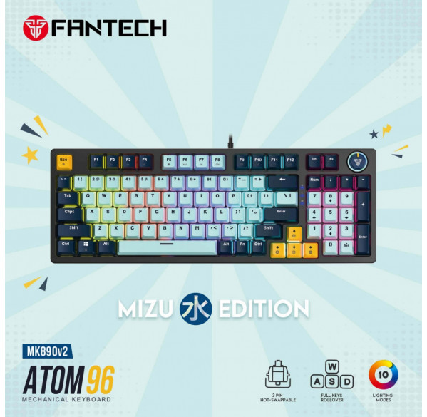 Клавиатура игровая механическая Fantech Atom 96 RGB, проводная Клавиатура игровая механическая Fantech Atom 96 RGB, проводная