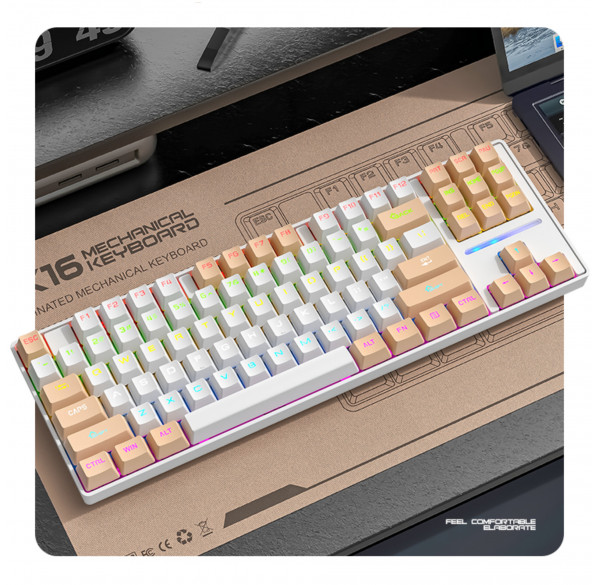 Клавиатура Smailwolf SK16, бежевая, игровая механическая, проводная