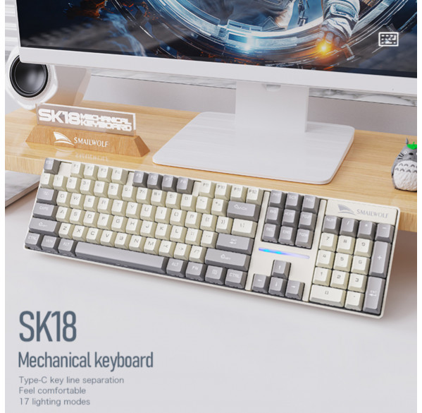 Клавиатура Smailwolf SK18, бежевая, игровая, механическая, проводная