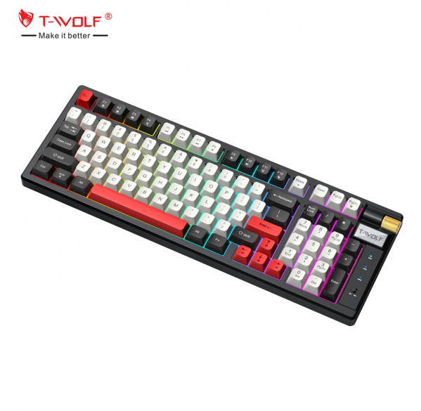 Клавиатура игровая механическая T-WOLF T70 RGB, беспроводная Клавиатура игровая механическая T-WOLF T70 RGB, беспроводная