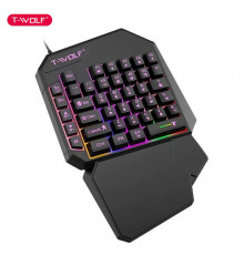 Клавиатура игровая T-Wolf T19 LED MINI, проводная, одноручная 
