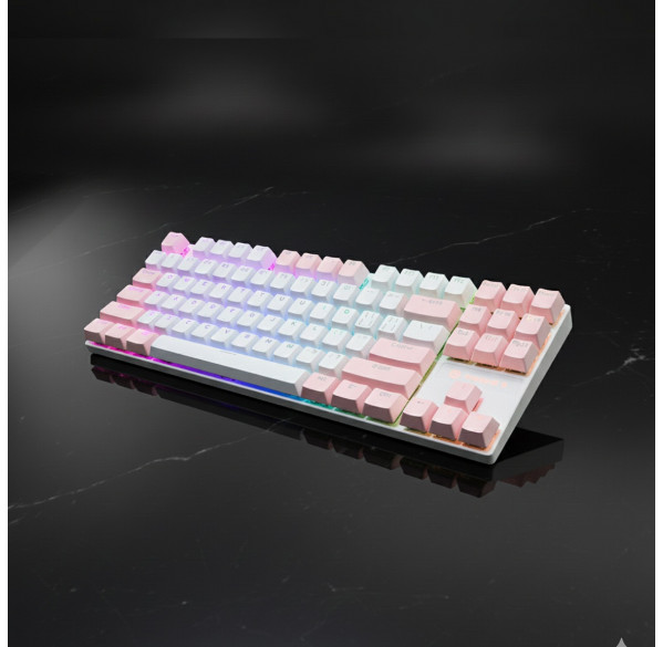 Клавиатура Xunfox K80 RGB, бело-розовая, игровая, механическая, проводная