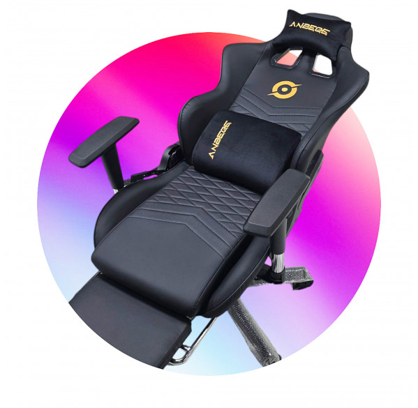 Кресло игровое ANBEGE Premium Чёрный + золото