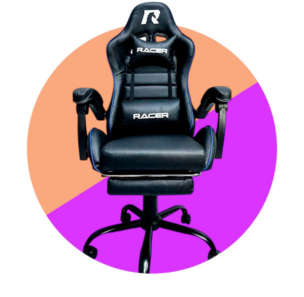 Кресло игровое RACER Strong Чёрный + Синий Кресло игровое RACER Strong Чёрный + Синий