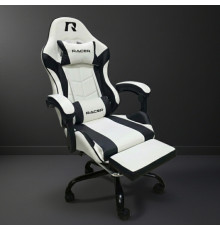 Кресло игровое RACER Mustang, белый+чёрный