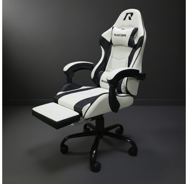 Кресло игровое RACER Mustang, белый+чёрный
