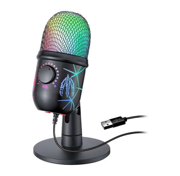 Микрофон конденсаторный с RGB подсветкой, чёрный