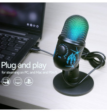 Микрофон конденсаторный с RGB подсветкой, чёрный