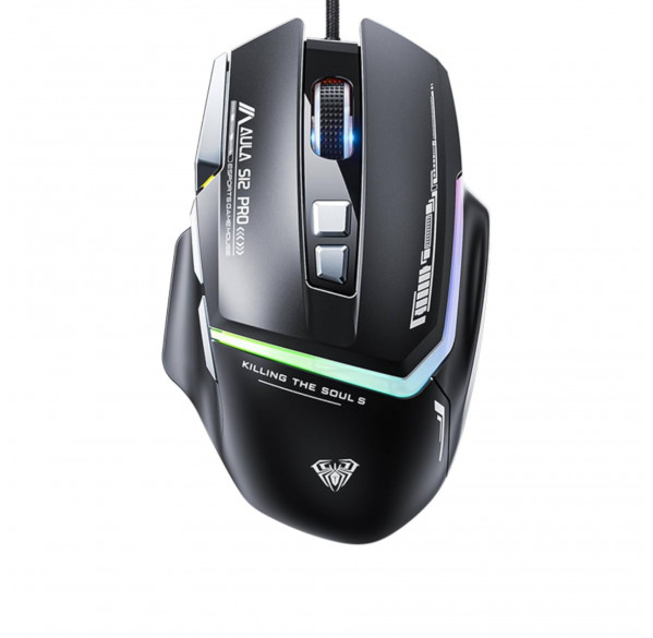Мышь Aula S12 PRO, черная, игровая, проводная