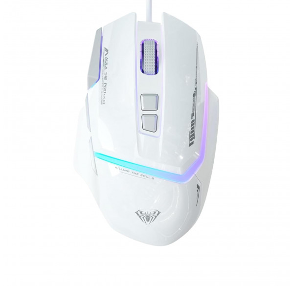 Мышь Aula S12 PRO, белая, игровая, проводная