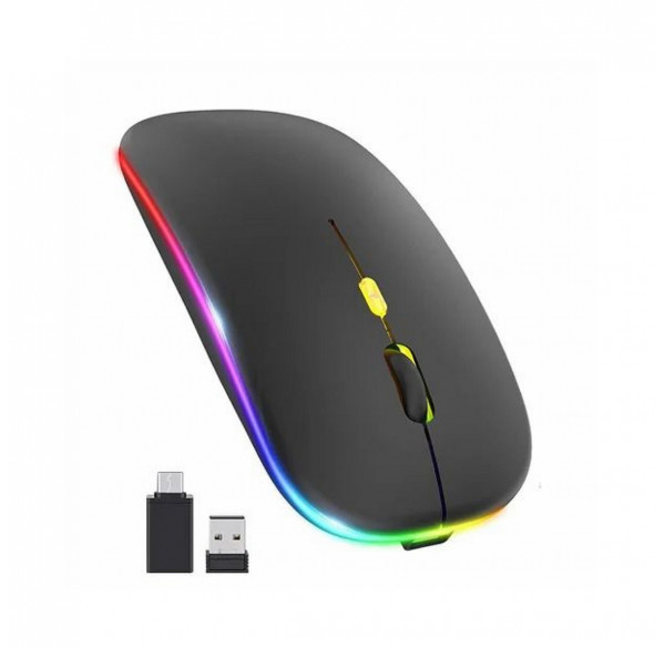 Мышь беспроводная Weibo RF-6800 чёрная с RGB подсветкой, перезаряжаемая Мышь беспроводная Weibo RF-6800 чёрная с RGB подсветкой, перезаряжаемая