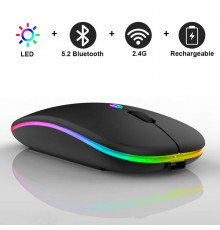 Мышь беспроводная Weibo RF-6800 чёрная с RGB подсветкой, перезаряжаемая