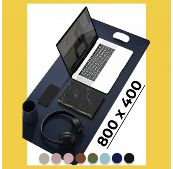 Коврик для стола из кожи 800x400 синий