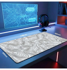 Коврик для стола 1200x600 Топографическая карта белая (mousepad)