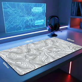 Коврик для стола 1200x600 Топографическая карта белая (mousepad)