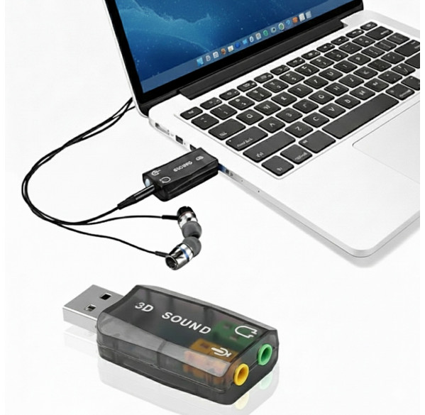 Переходник адаптер с USB на Audio AUX 3.5мм (внешний USB аудиоконтроллер)