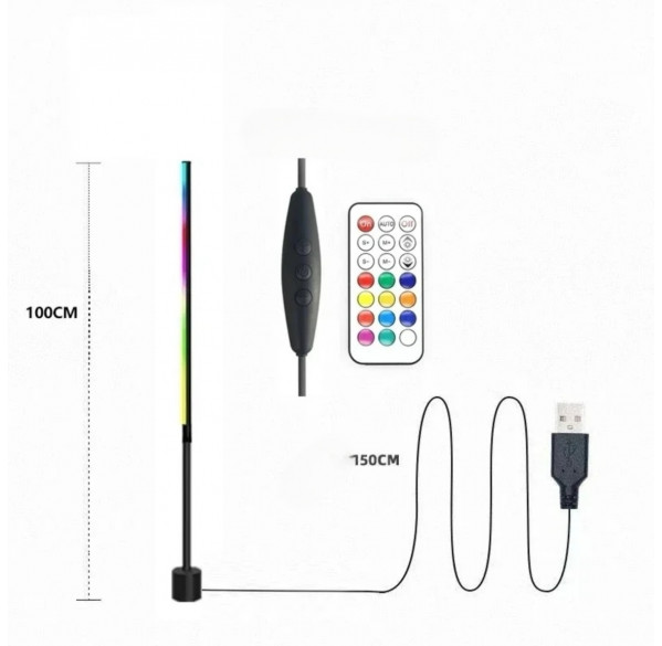 Лампа напольная RGB 100см. + пульт (1 шт. последняя)
