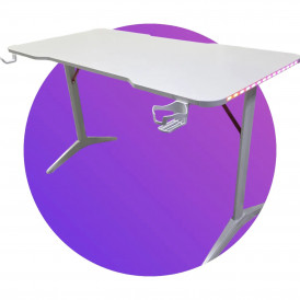 Стол компьютерный игровой D2208, белый, 120x60см, с LED подсветкой