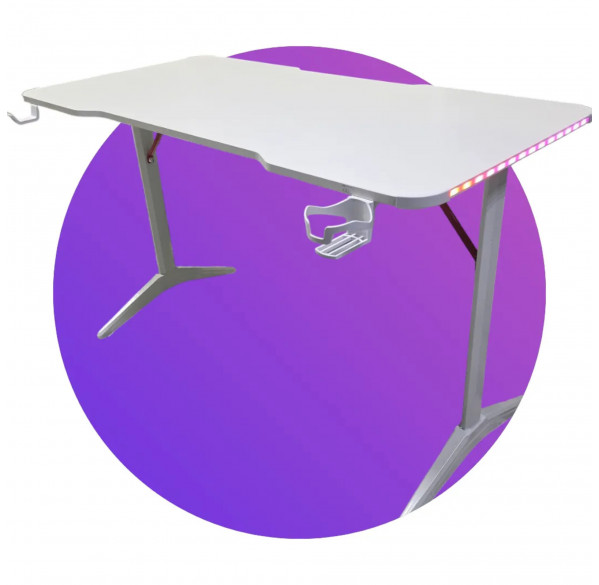 Стол компьютерный игровой D2208, белый, 120x60см, с LED подсветкой Стол компьютерный игровой D2208, белый, 120x60см, с LED подсветкой