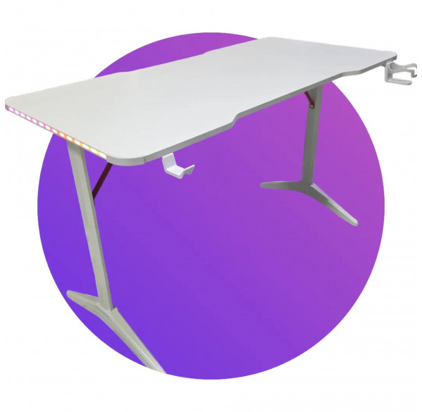 Стол компьютерный игровой D2208, белый, 120x60см, с LED подсветкой Стол компьютерный игровой D2208, белый, 120x60см, с LED подсветкой