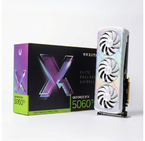 Видеокарта Nvidia RTX 5060 TI 16GB ZOTAC X-Gaming OC, белая