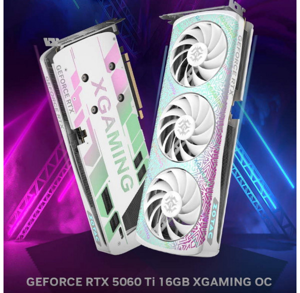 Видеокарта Nvidia RTX 5060 TI 16GB ZOTAC X-Gaming OC, белая
